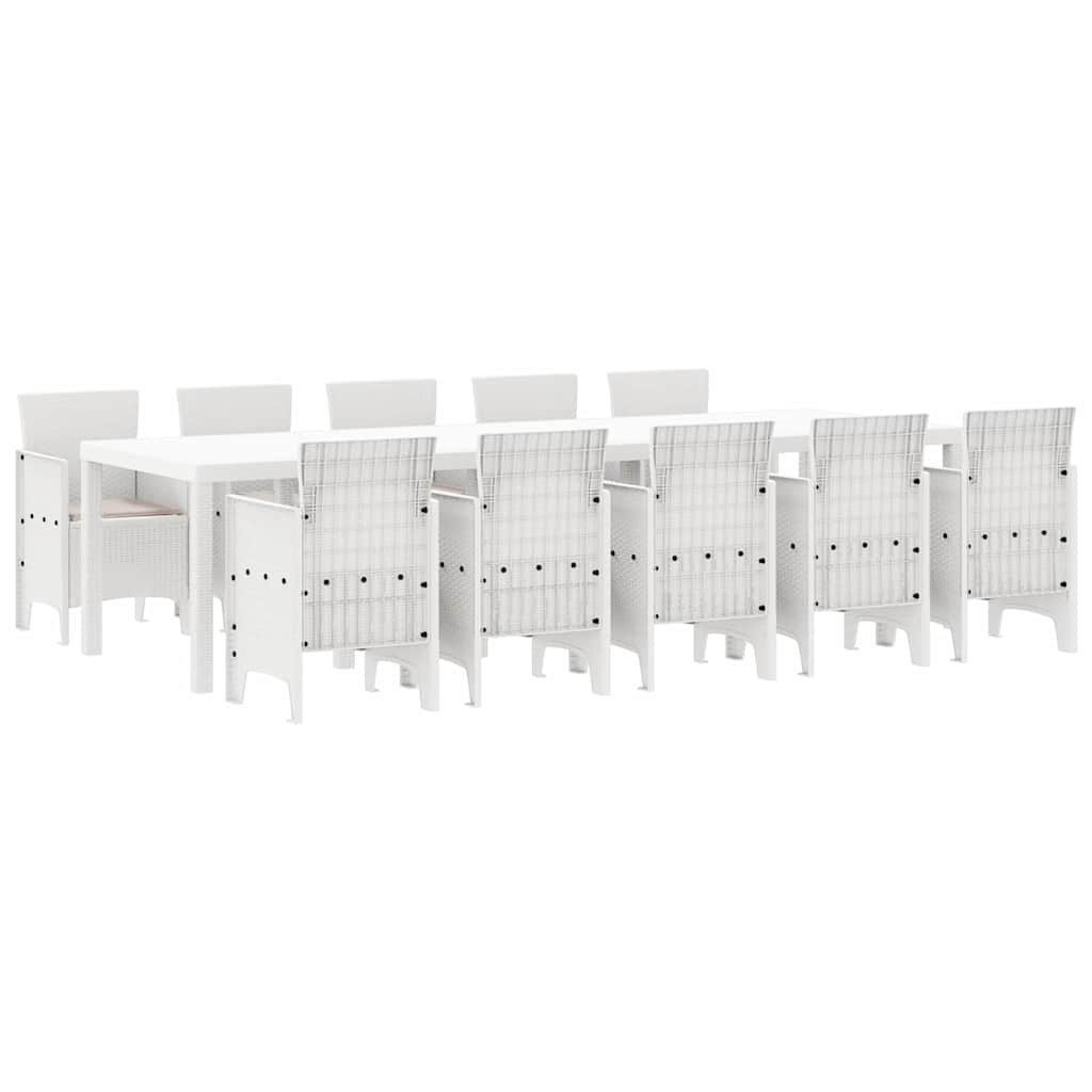 vidaXL Gartenlounge-Set Garten Essgruppe 11 pcs Weiß und Taupe Kunststoff-Rattan, (11-tlg)