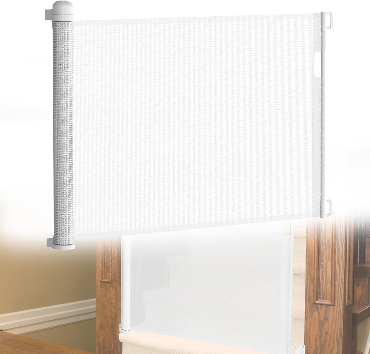 FIVMEN Treppenschutzgitter PVC Türschutzgitter Ausziehbar 0-300 cm, Weiß/Grau/Schwarz für Babys und Haustiere