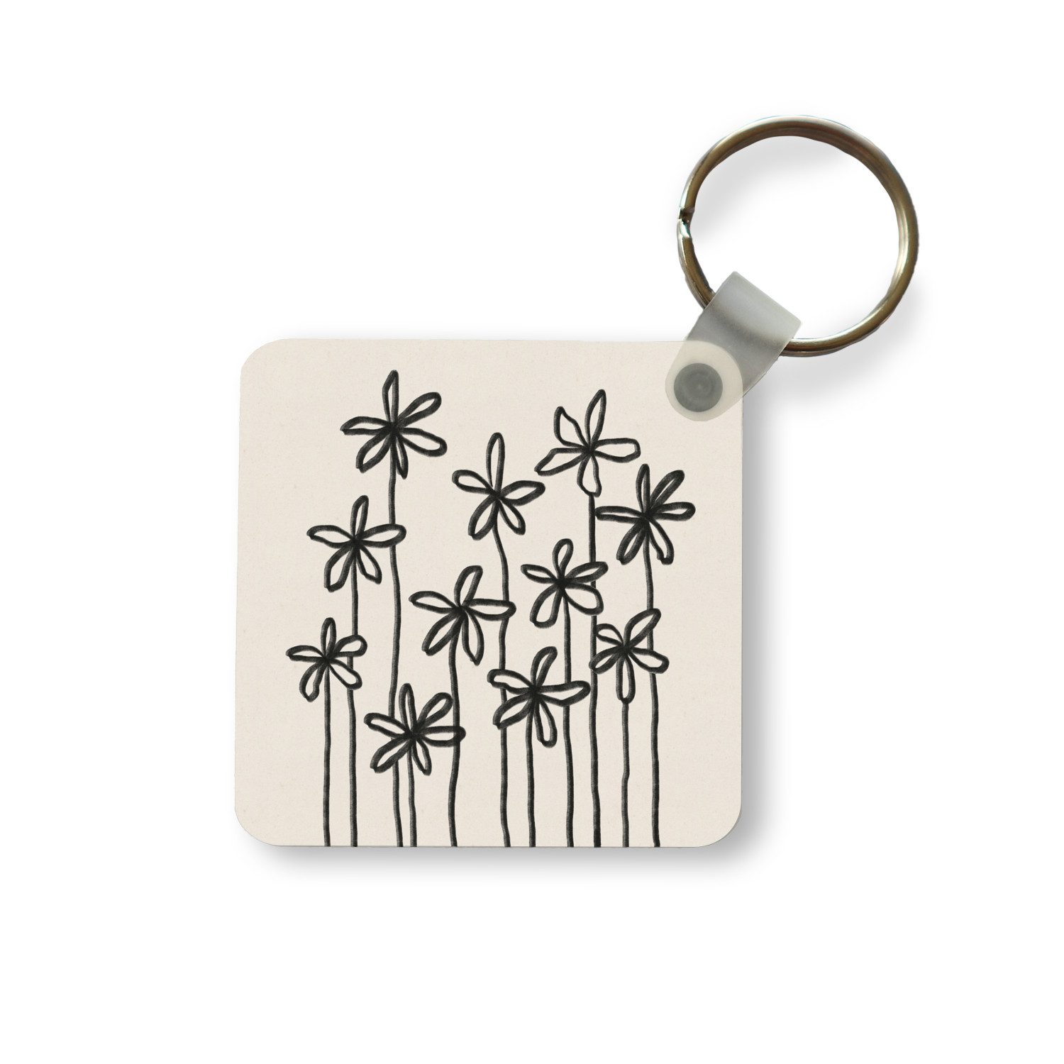 MuchoWow Schlüsselanhänger Blumen - Pflanzen - Pastell - Abstrakt, Quadratisch, Accessoire Auto / Haus / Rucksack / Handtasche, 5x5 cm