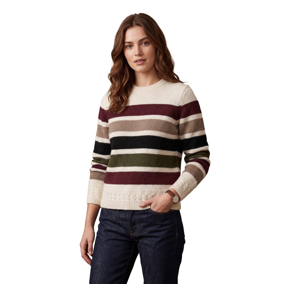 Saint James Rundhalspullover 4893 Damen Strickpullover mit mehrfarbigem Streifenmuster Andorre