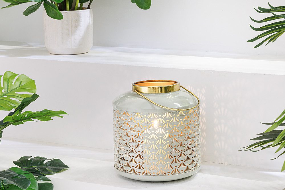 riess-ambiente Windlicht CANDLELIGHT 20cm pastell-grün (Einzelartikel, 1 St), orientalischer Teelichthalter · Metall · Deko-Laterne · Design
