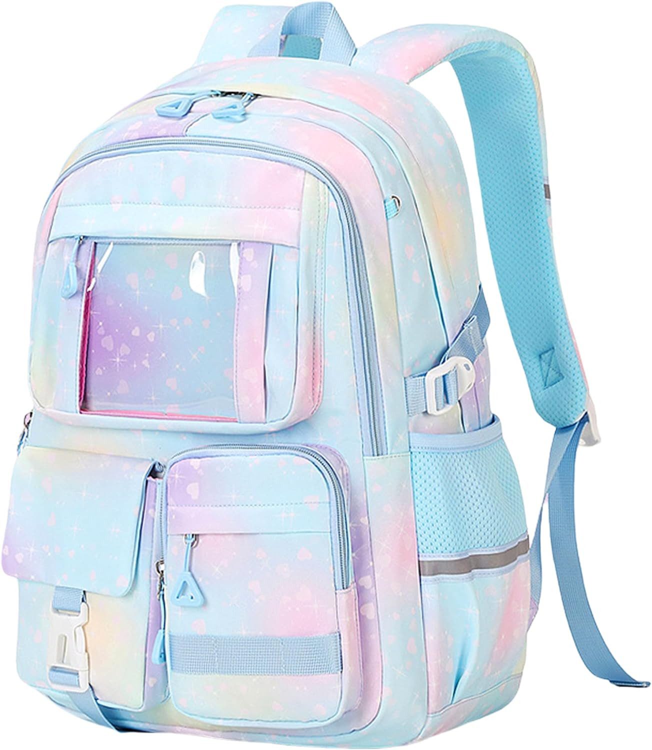 MOPUEA Schulrucksack Schulrucksack Rucksack Schultasche Büchertasche Wasserdicht (Mädchen Lässiger Schulranzen, Atmungsaktiv), Multi-Tasche Freizeitrucksack für Schule Freizeit Reisen