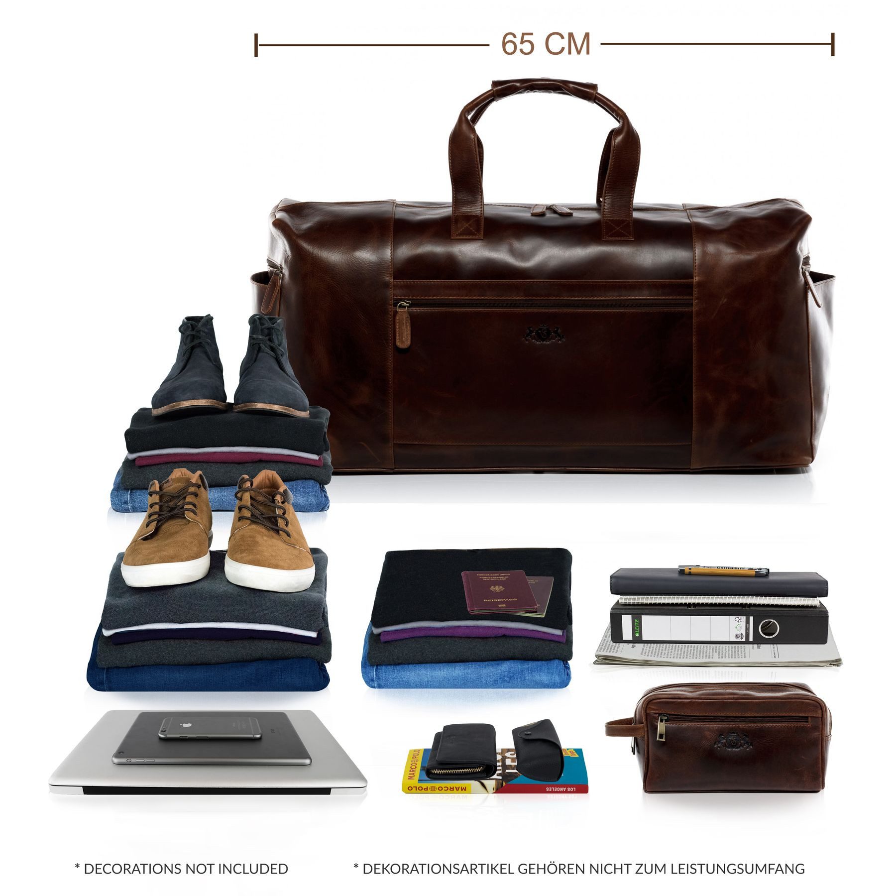 SID & VAIN Reisetasche echt Leder Weekender groß XXL-braun BRISTOL, Echtleder Reisegepäck für Damen & Herren, Sporttasche XXL braun-cognac