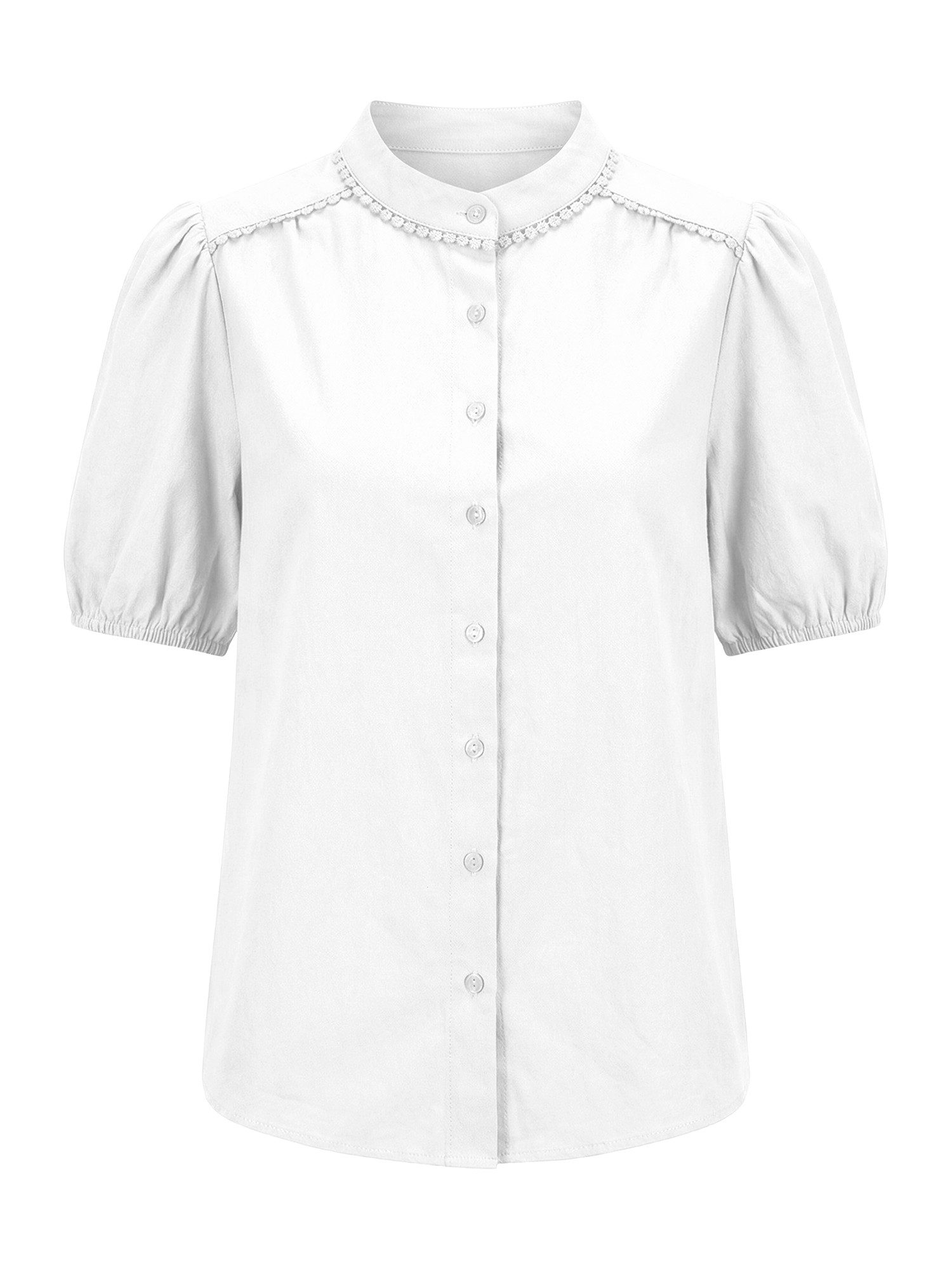 Blusentop Damen Bluse mit Puffärmeln und Falten