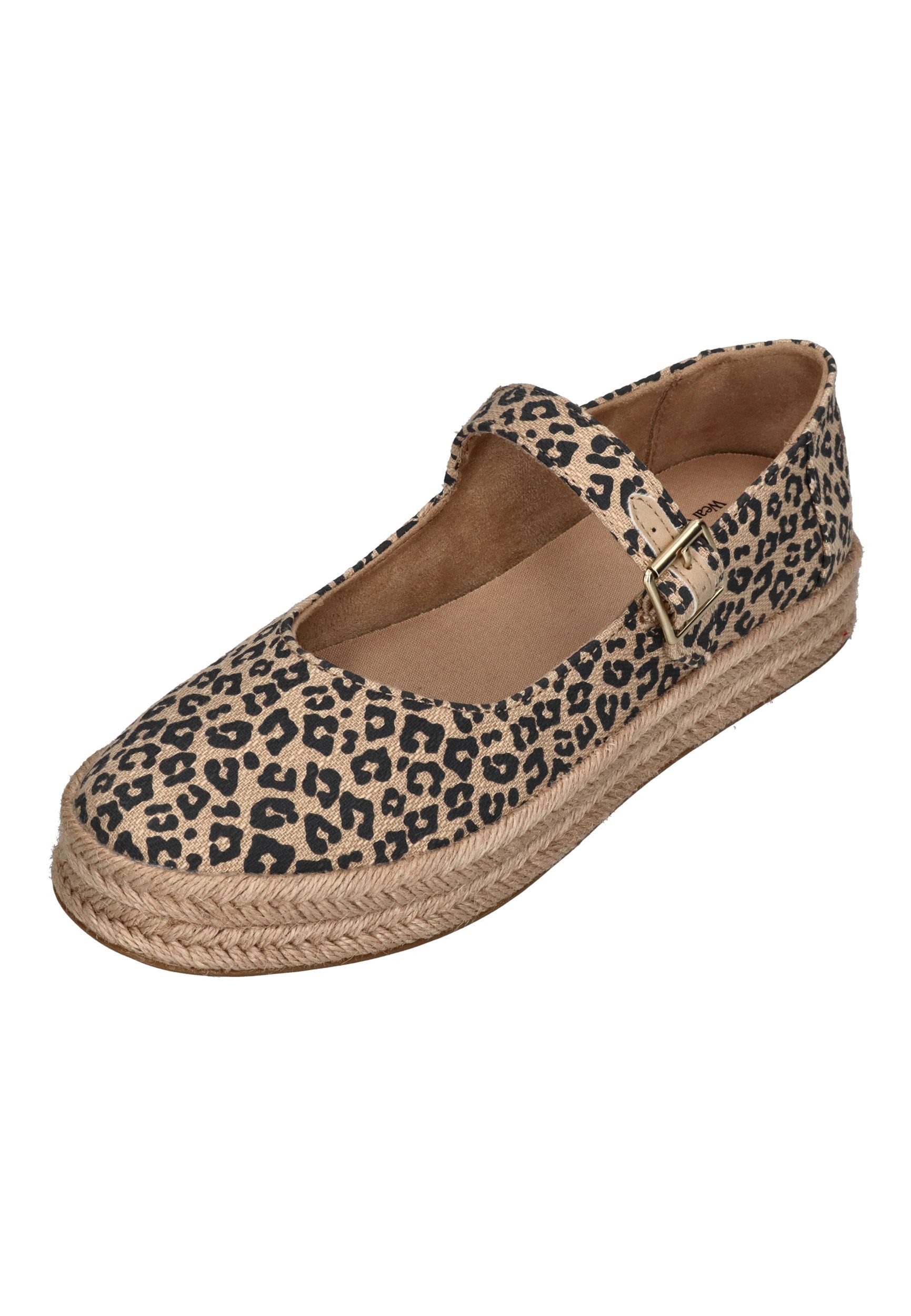 TOMS CAROLINA MARY JANE Espadrille Oatmeal Small Leopard Spots