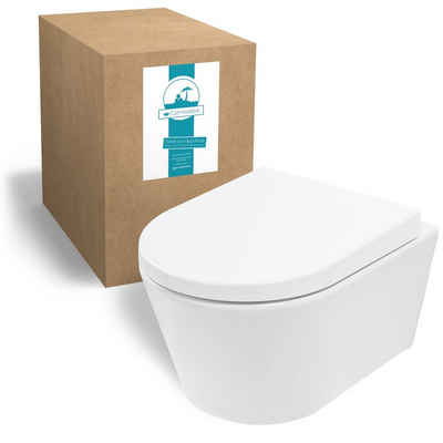 Keramik Wand Hänge WC Toilette Spülrandlos Softclose Sanlingo Tiefspüler Sitz 