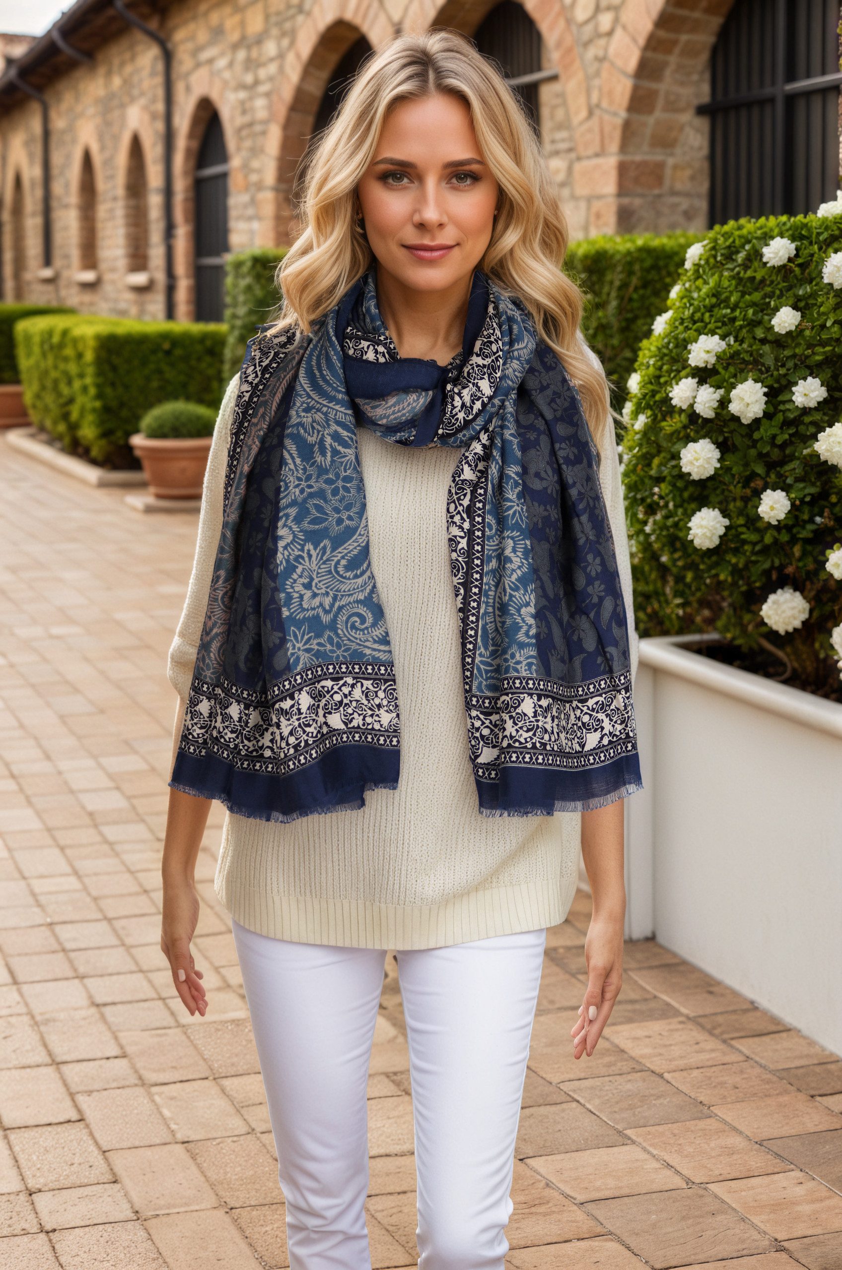 MIRROSI Modeschal Weich XXL ca.85x180cm Schal Bohemian Style, (Kollektion Herbst/Winter 2025), Damen Halstuch ideal für Herbst und Winter oder Ganzesjahr – Bild 4 von 5