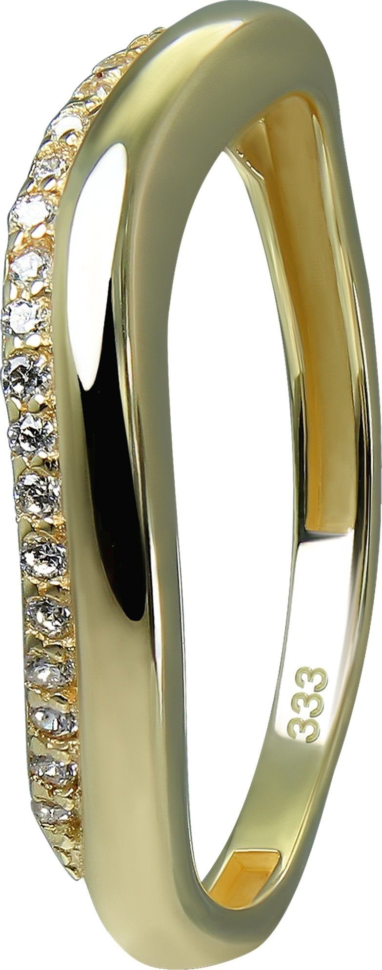GoldDream Goldring GoldDream Gold Ring Welle Gr.54 Zirkonia (Fingerring), Damen Ring Welle 333 Gelbgold - 8 Karat, Farbe: gold, weiß