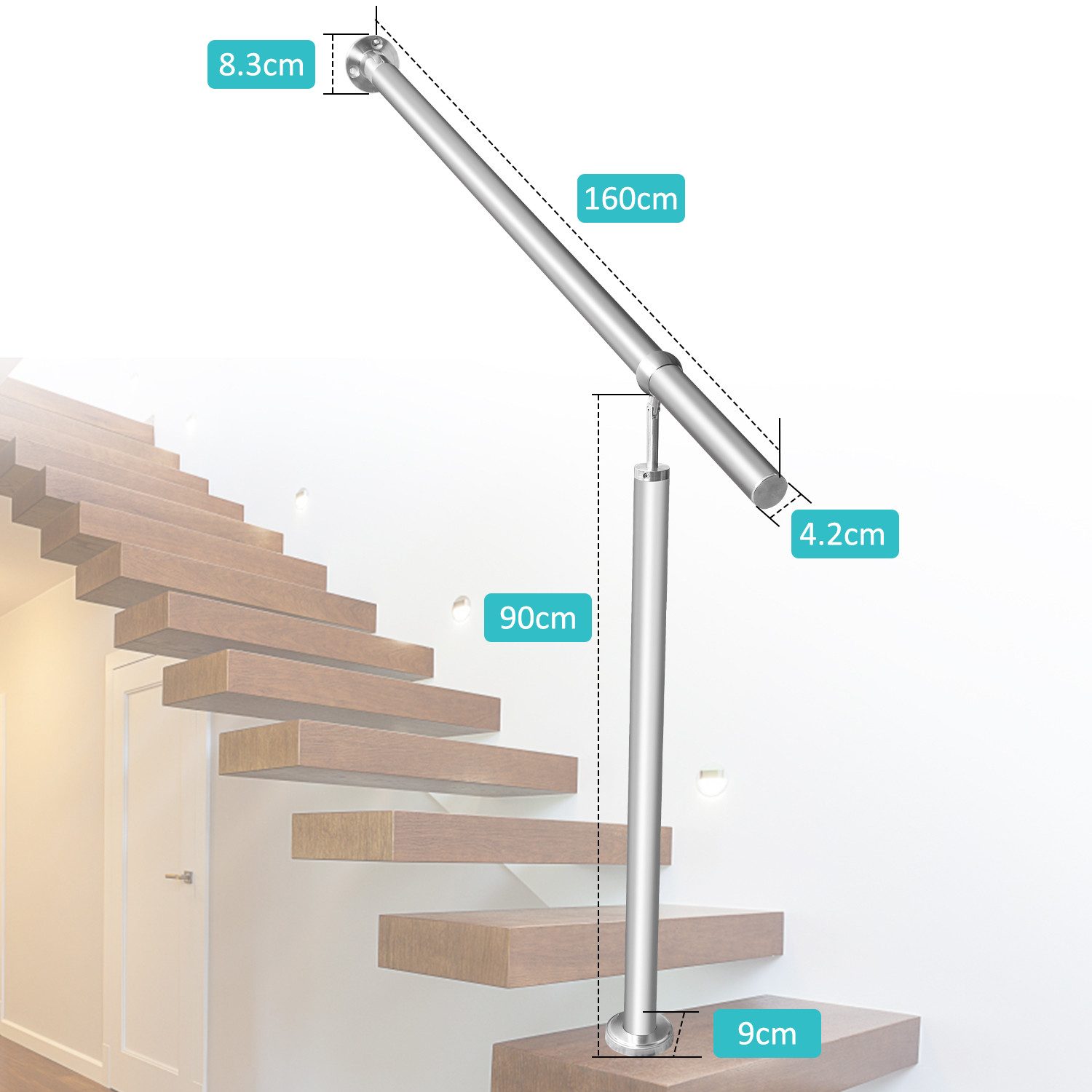 Clanmacy Treppengeländer Treppengeländer Geländer Handlauf 160cm Eingangsge günstig online kaufen