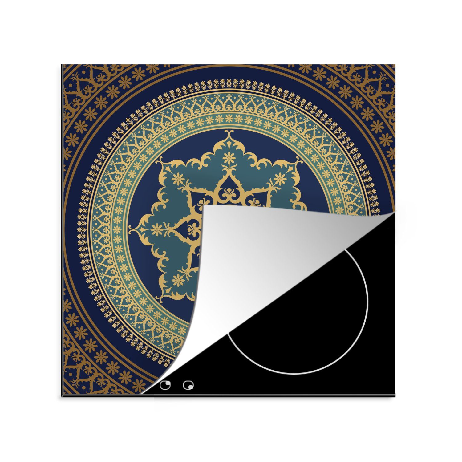 MuchoWow Herdblende-/Abdeckplatte Mandala altmodisch, Vinyl, (1 tlg), 78x78 cm, Ceranfeldabdeckung, Arbeitsplatte für küche | Herdabdeckplatten