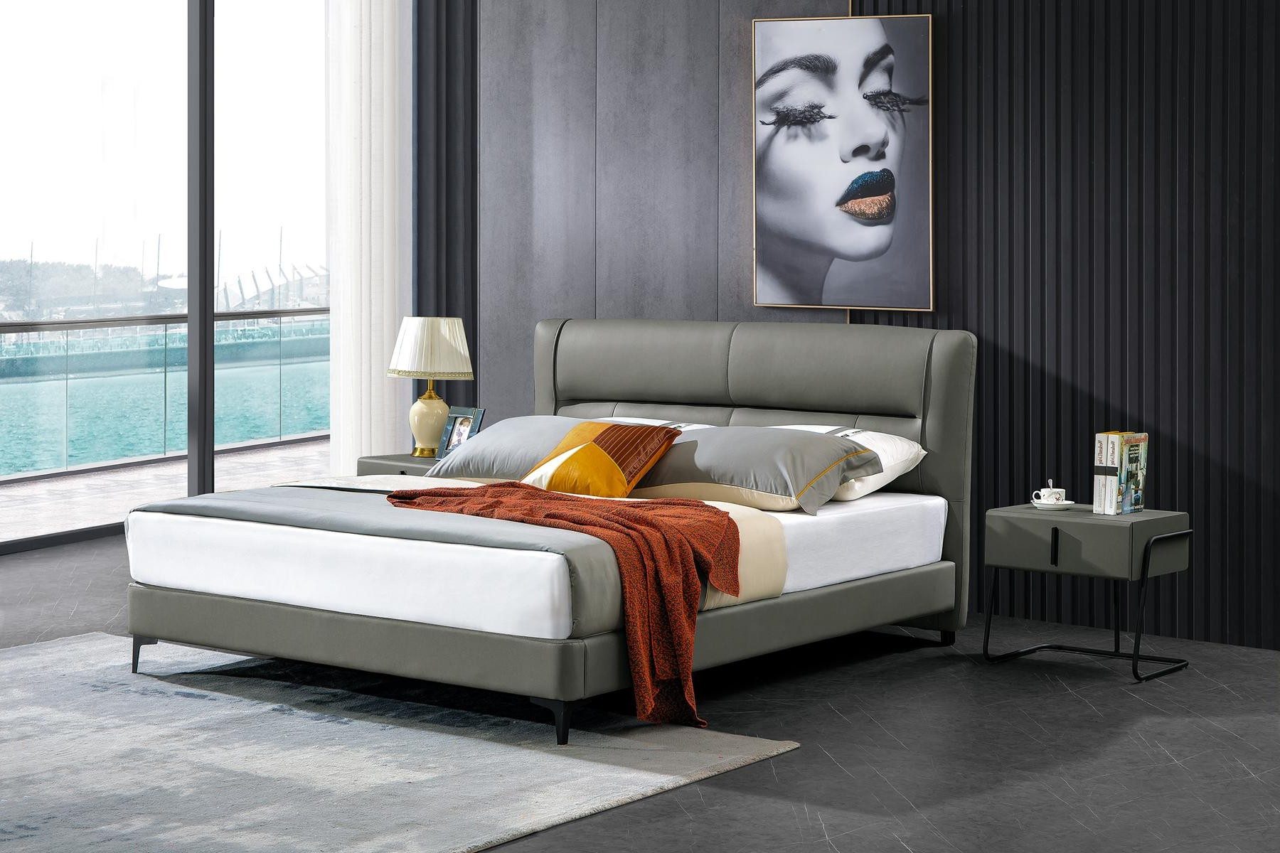 Xlmoebel Polsterbett Luxuriöses Doppelbett im königlichen Holzdesign (1-tlg., Bett), Hergestellt in Europa