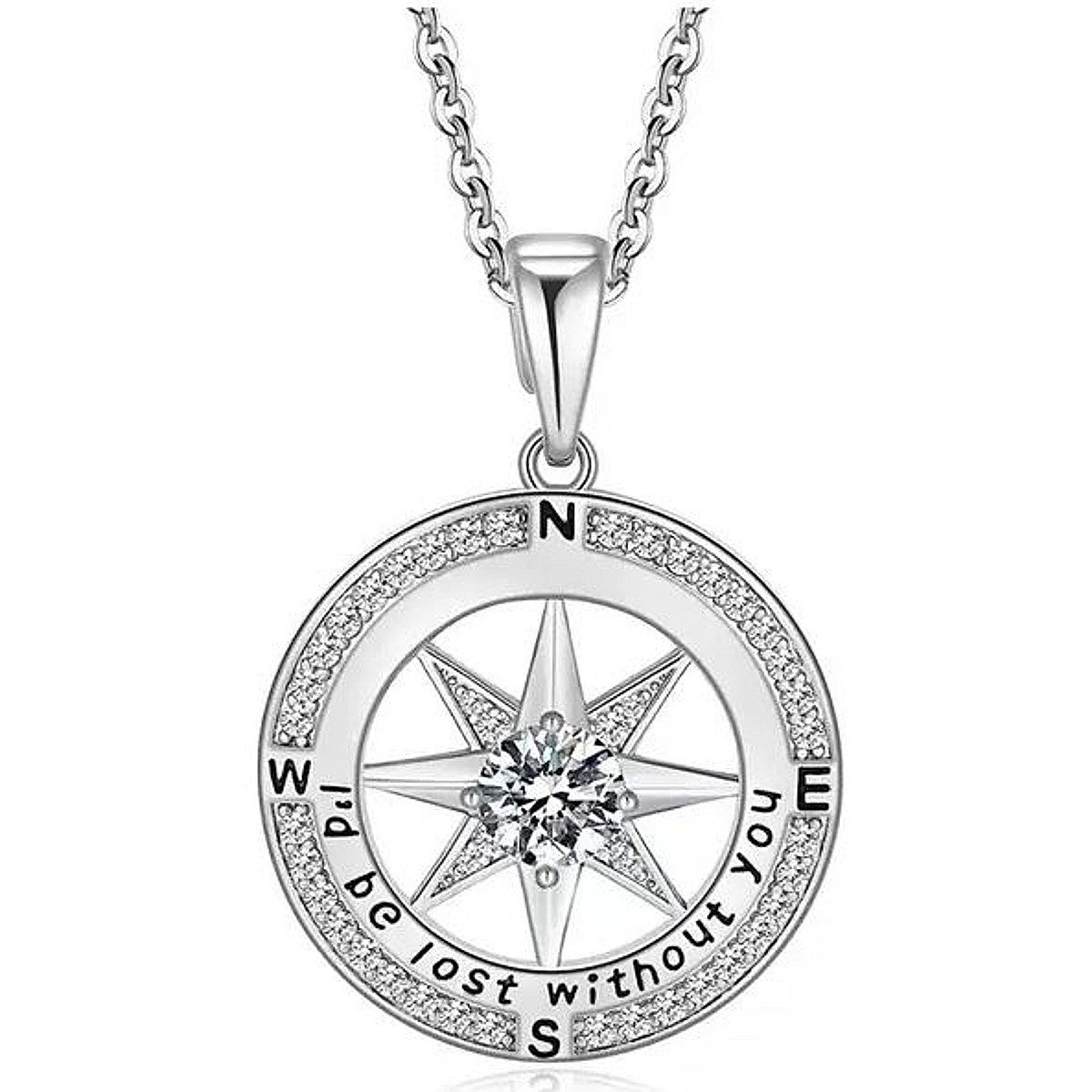 KARMA Freundschaftskette Damen Halskette Kompass Anhänger mit Kristallen Da günstig online kaufen