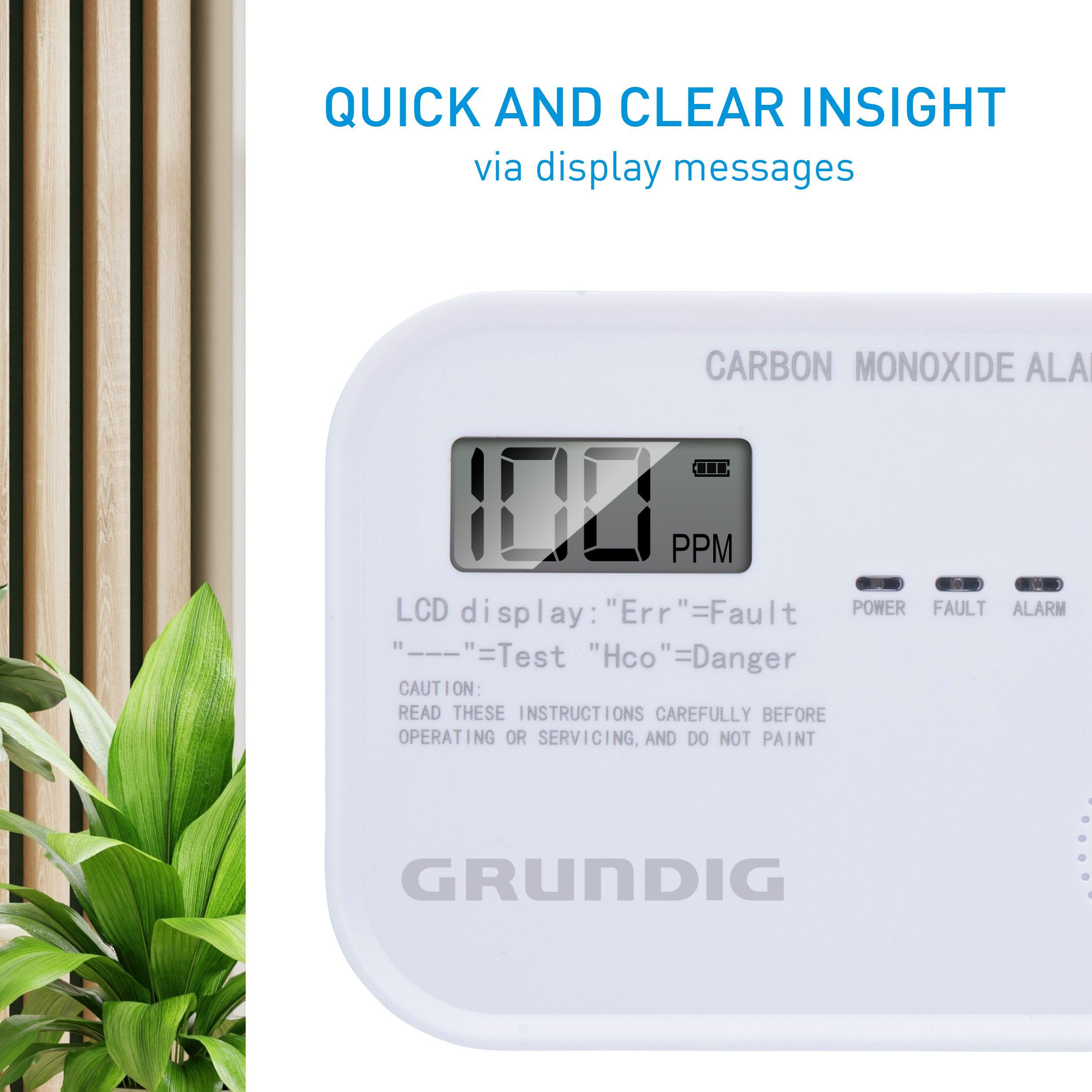 Grundig Grundig Kohlenmonoxid melder 10 Jahre Sensor – CO Melder Rauchmelder