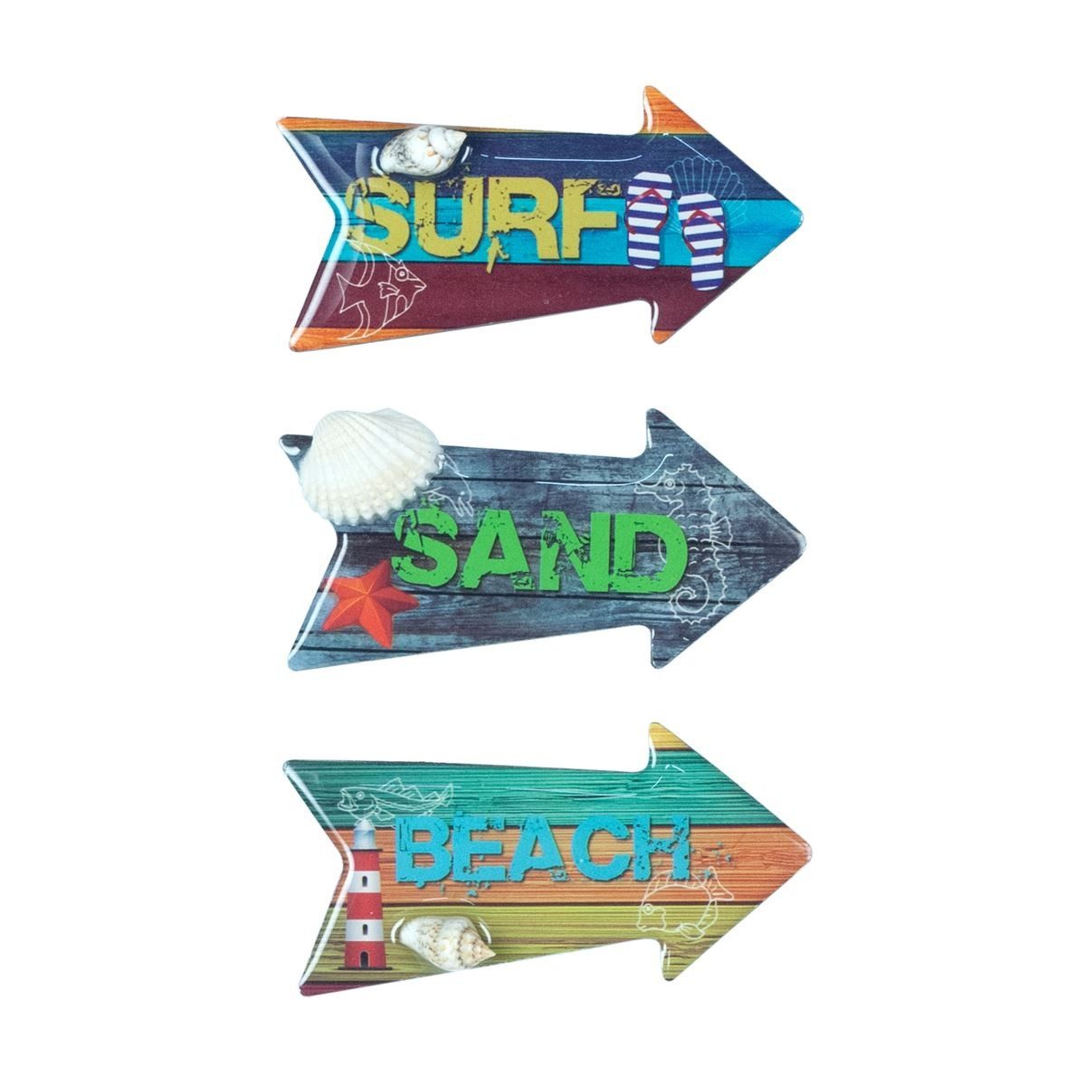 LK Trend & Style Magnet Magnetische Pfeile Surf, Beach, Sand (3 Kühlschrankmagnet, 3-St., Set-Preis bei 3 Stück), großartiger Kühlschrankmagnet hält zuverlässig