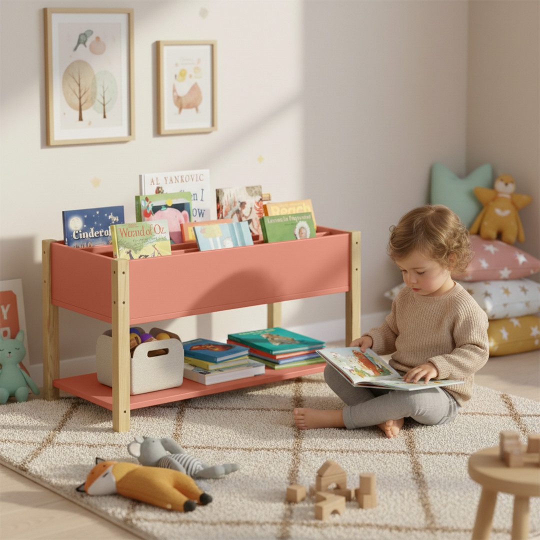 Bellabino Kinderregal Teme mit Fächern und Ablagefach, Bücherregal, Spielze günstig online kaufen