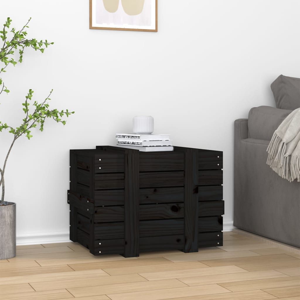 furnicato Truhe Aufbewahrungsbox Schwarz 58 x 40,5 x 42 cm aus massivem Kiefernholz (1 St), Stabile Truhe mit Deckel und viel Stauraum für Kissen im Zuhause