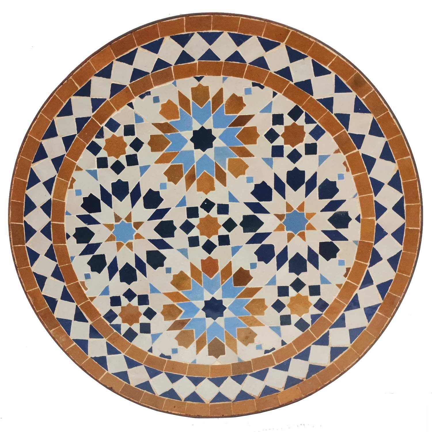 Casa Moro Beistelltisch Mosaik Beistelltisch Ø 45 cm Ankabut braun mit Schmiedeeisen Gestell (Boho Chic Couchtisch), marokkanischer Mosaiktisch Bistrotisch aus Marokko MT2239