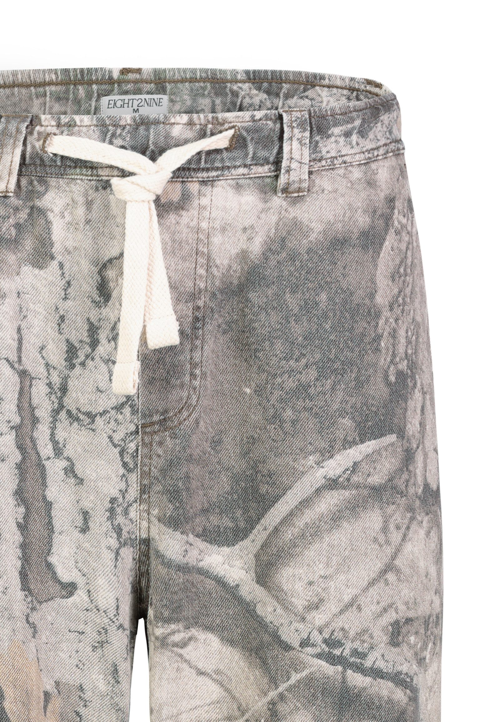 Eight2Nine Stoffhose Herren Hose mit Marmor-Print Heavy-Twill Hose, Allover Muster, Gummibund