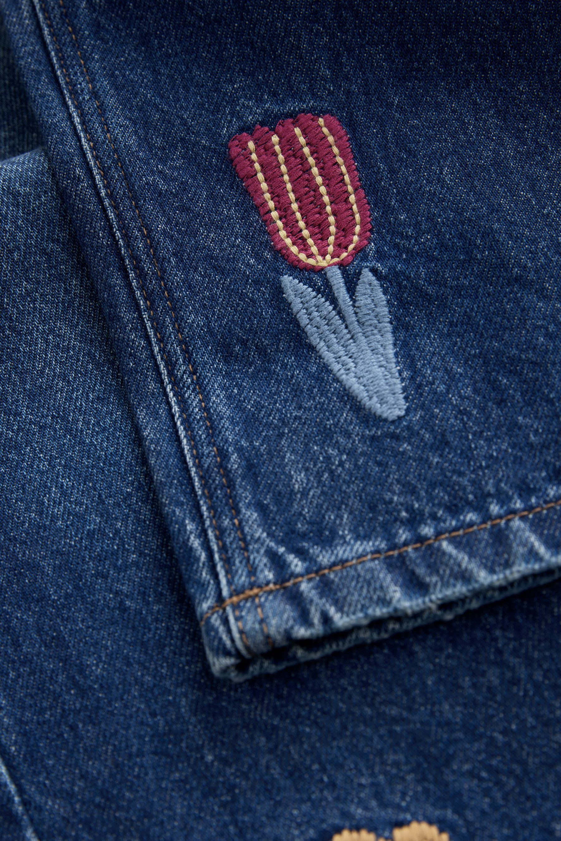 Next Straight-Jeans Jeans mit Blumenstickereien + geradem Beinschnitt (1-tlg)