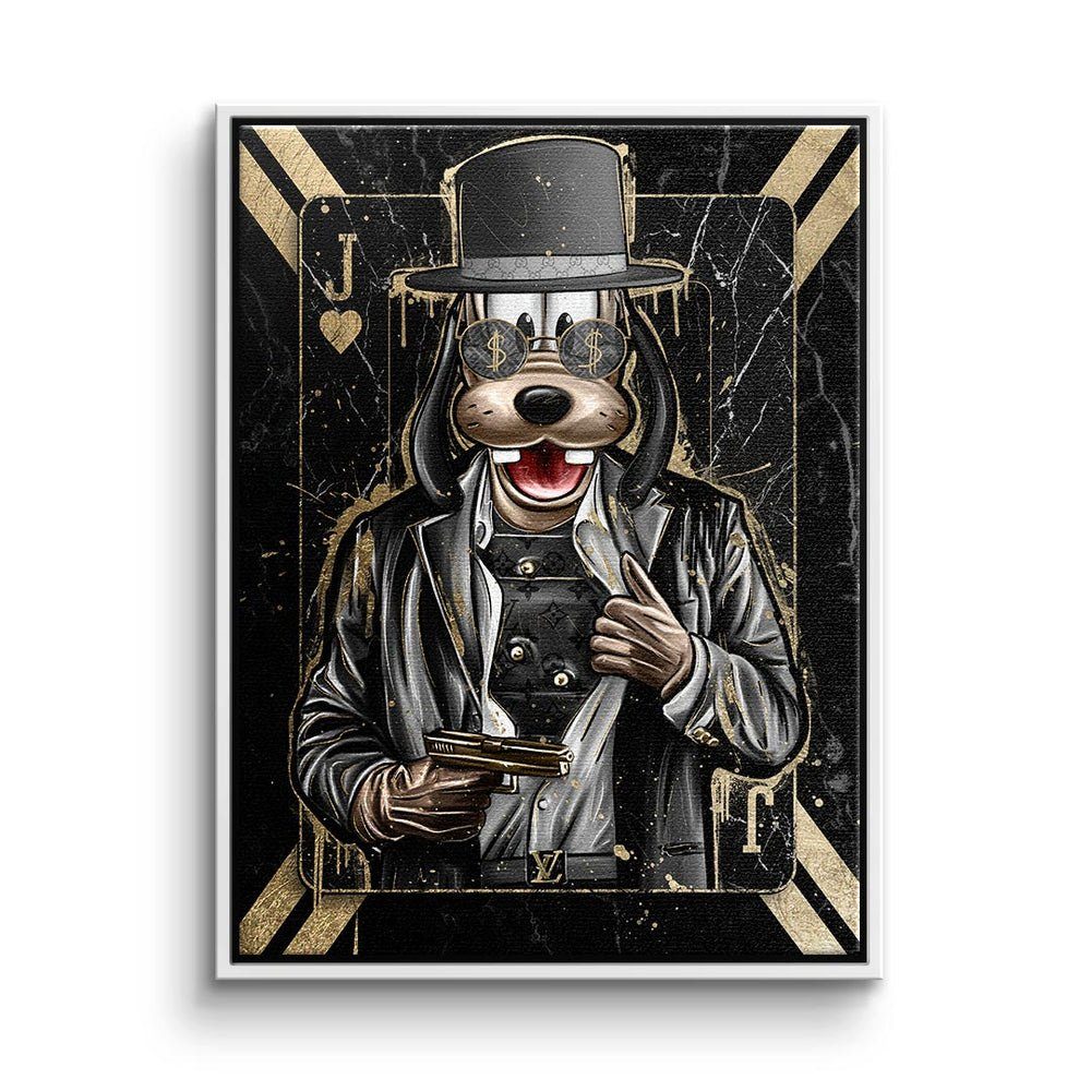 King DOTCOMCANVAS® Comic - weißer Hustle - Art Leinwandbild, Rahmen Premium Gangster Leinwandbild - - Pop