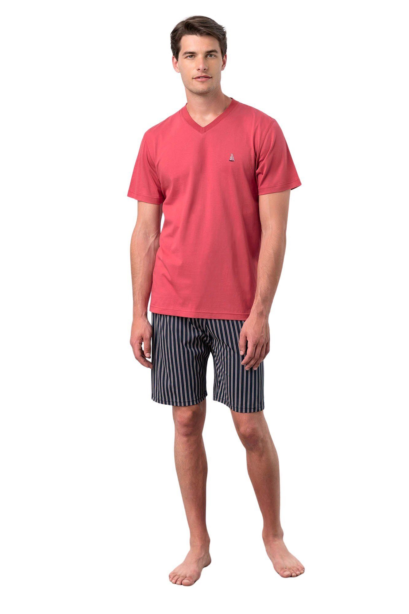 Vamp Schlafanzug UOMO di VAMP (Set, 2 tlg., Set) Herren Schlafanzug Pyjama Shorty Baumwolle V-Ausschnitt