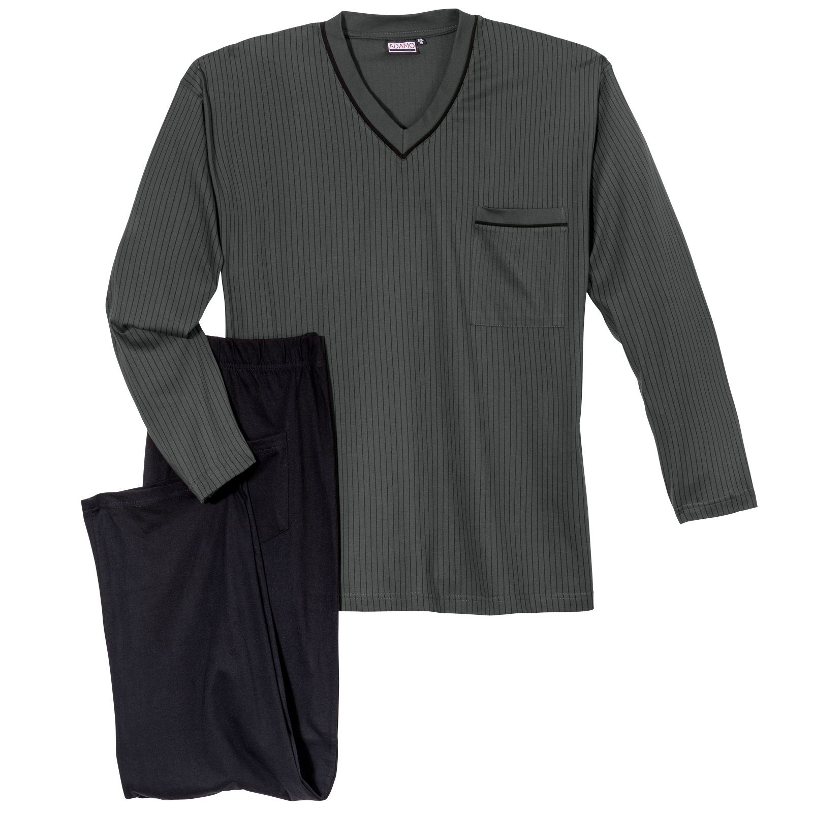 ADAMO Pyjama Adamo Pyjama dunkelgrau-schwarz gestreift Übergröße (2 tlg)