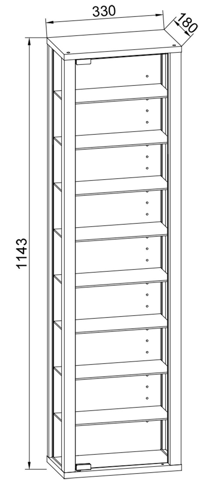 VCM Standvitrine Edana B. 33 x T. 18 x H. 115 cm Glasvitrine stehend, Modern und platzsparend, 9 Fächer, Drehtüren – Bild 4 von 4