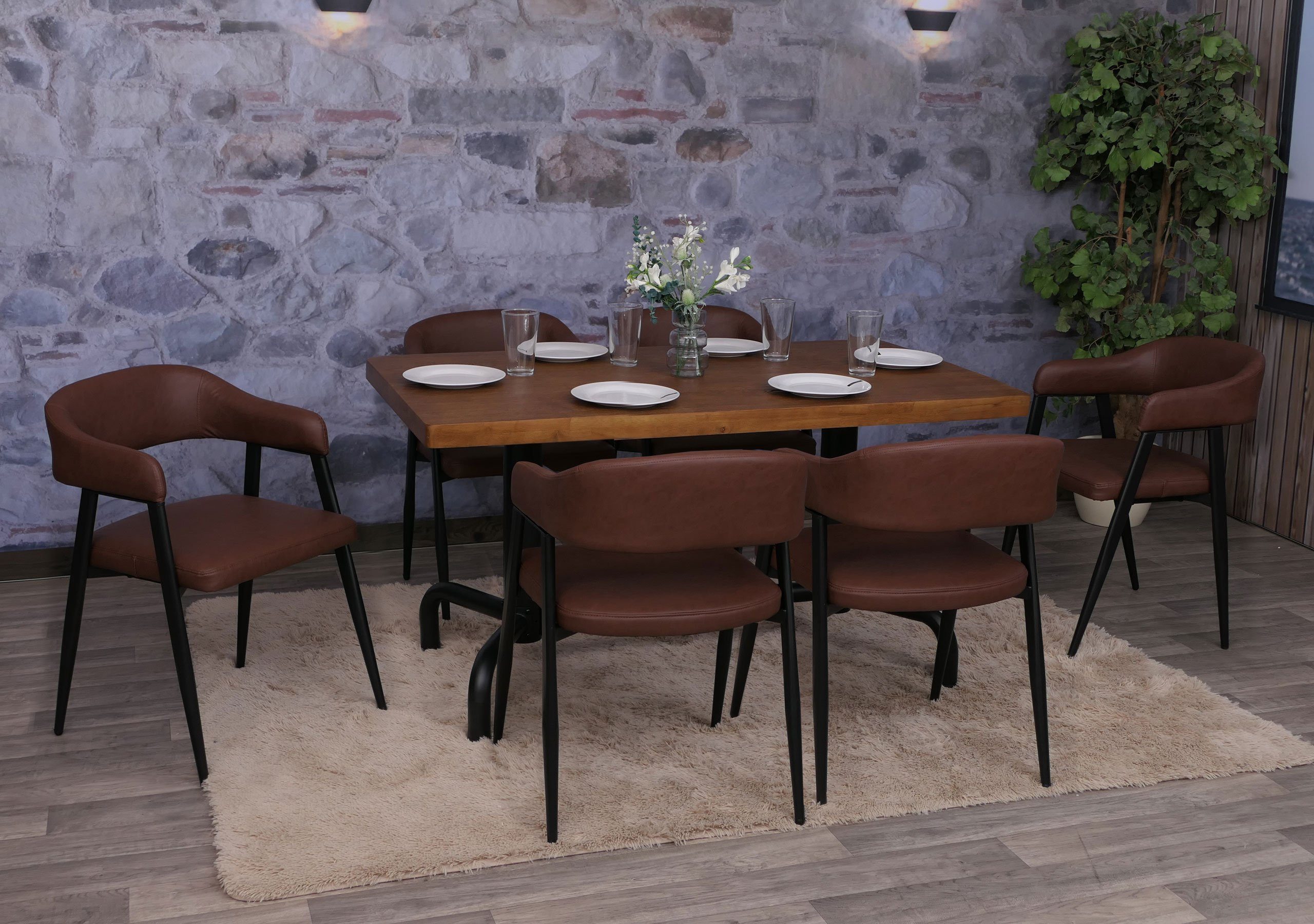 MCW Esszimmerstuhl MCW-P29-6 (6er), Mit Armlehnen, Abgerundete Rückenlehne