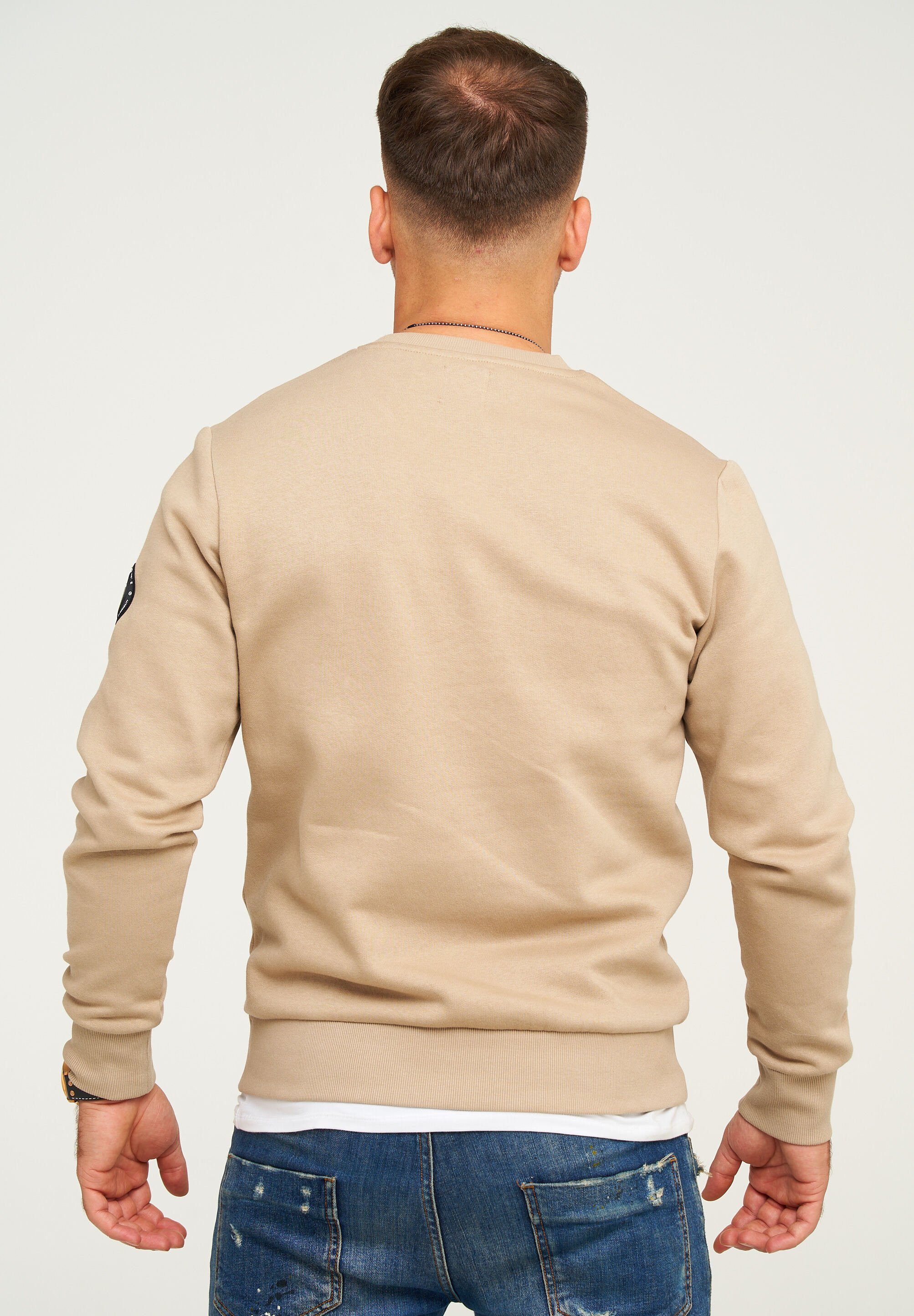 Jack & Jones Sweatshirt JCOBOOM SWEAT CREW NECK Sweatpullover mit Logo und Patches Langarm Shirt Baumwollmischung