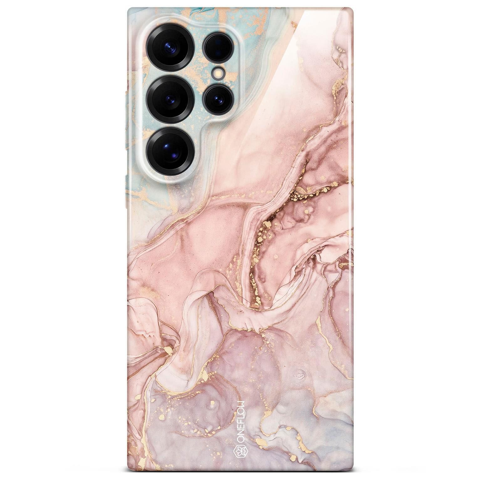 ONEFLOW Handyhülle für Samsung Galaxy S25 Ultra Hülle Marmor Bliss Cover Rosa Grau 6,9 Zoll, Handy Schutz Backcover Handytasche Case Schutzhülle mit Kameraschutz