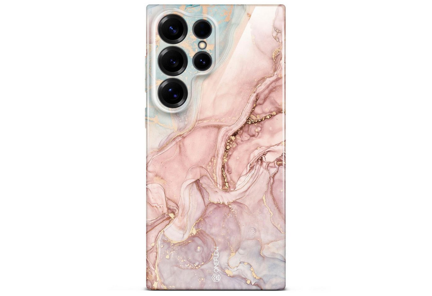 ONEFLOW Handyhülle für Samsung Galaxy S25 Ultra Hülle Marmor Bliss Cover Rosa Grau 6,9 Zoll, Handy Schutz Backcover Handytasche Case Schutzhülle mit Kameraschutz