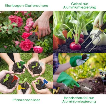 Randaco Gartenpflege-Set 12-tlg Gartenwerkzeug Set Handwerkzeuge Gartengeräte Werkzeugset, Werkzeugtasche Einpflanzhilfe Grabwerkzeug