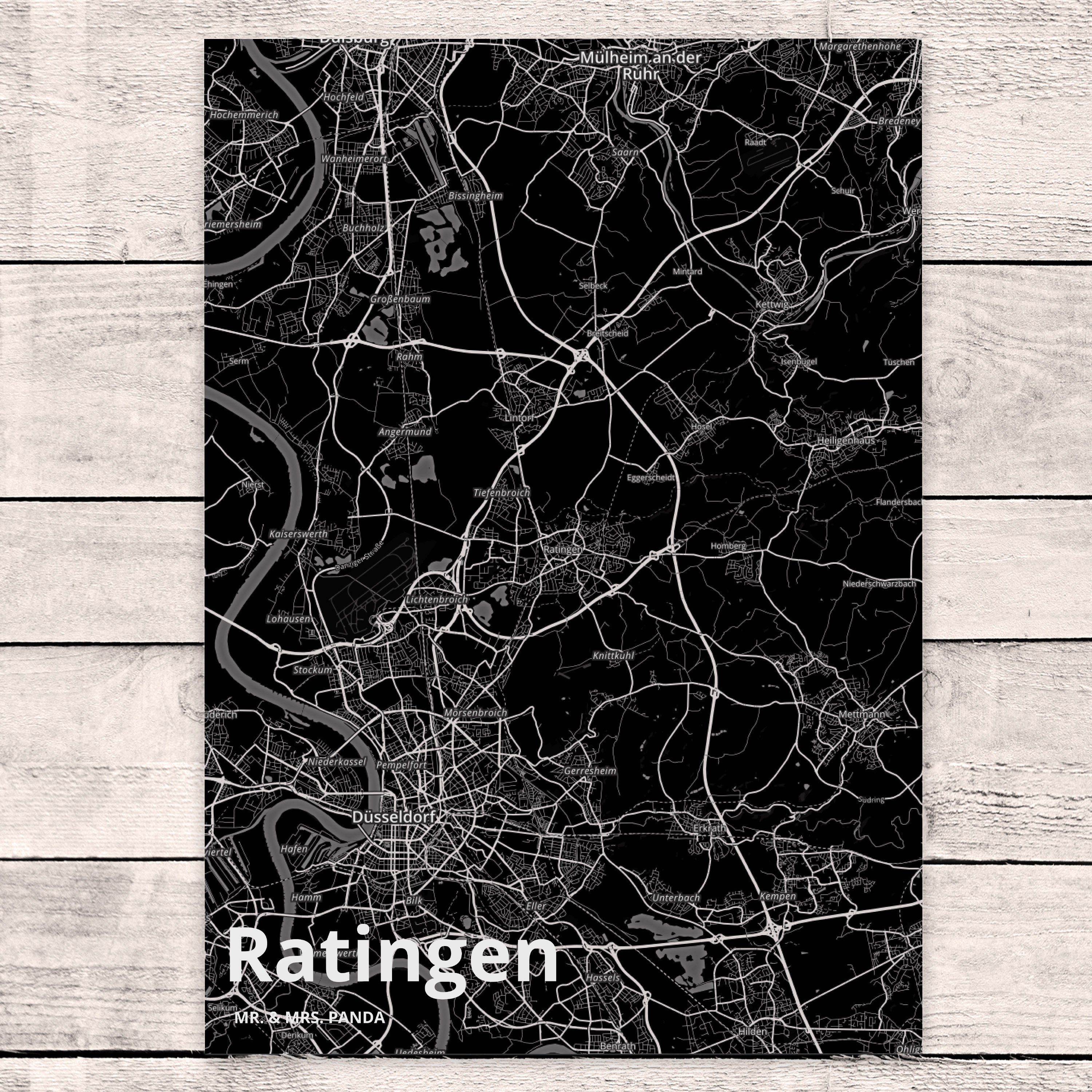 Dorf Postkarte Stadt Mr. Geschenk, & Landkarte Ratingen Map Panda Mrs. - Geburtstagskarte, Karte