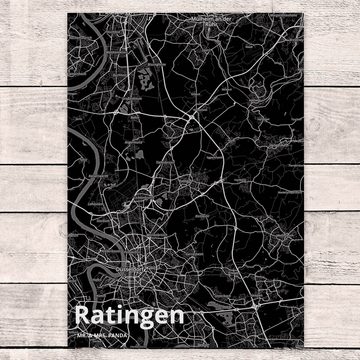 Mr. & Mrs. Panda Postkarte Ratingen - Geschenk, Geburtstagskarte, Stadt Dorf Karte Landkarte Map