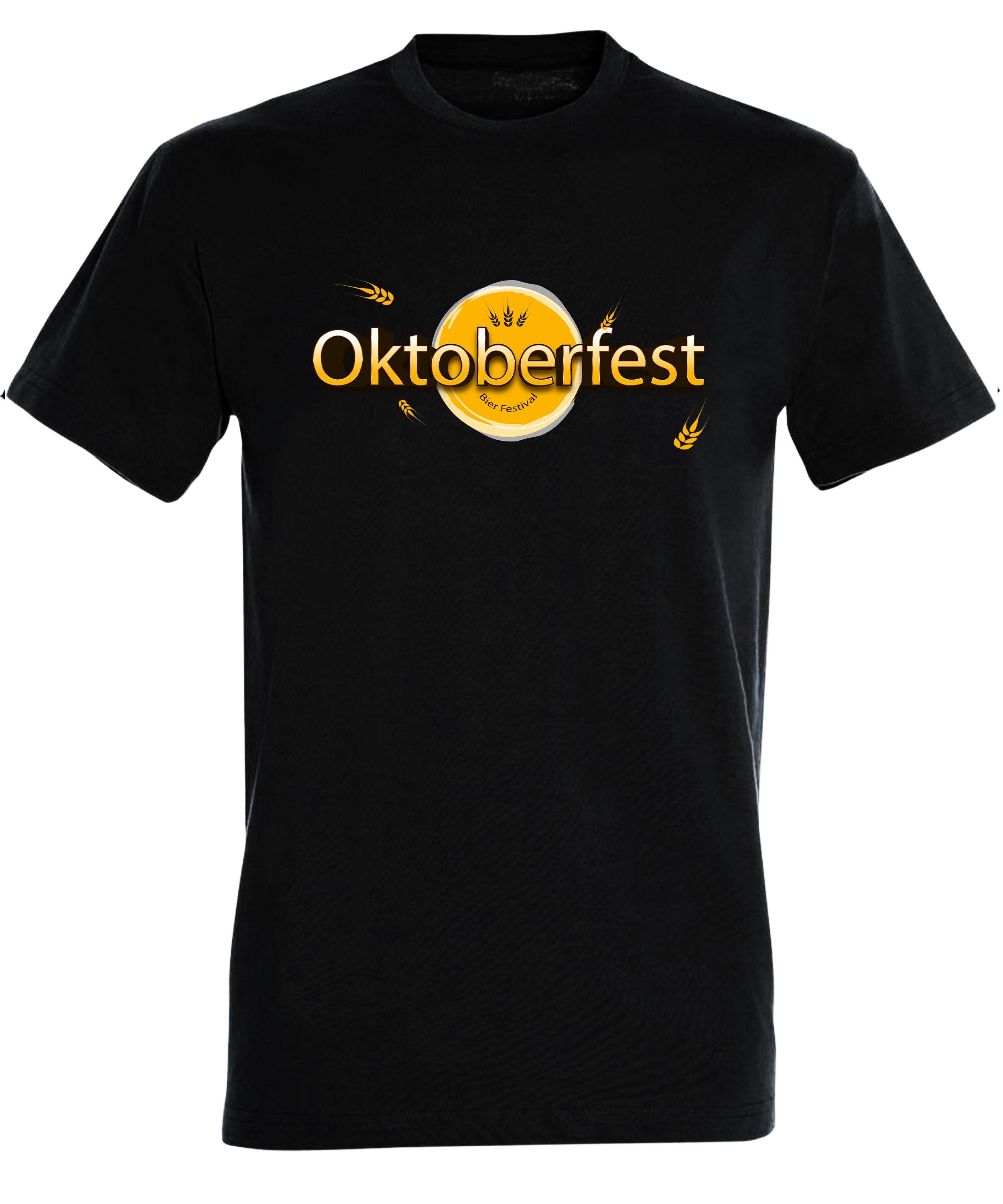 Regular mit Trinkshirt Baumwollshirt Bier Herren Shirt schwarz Oktoberfest i325 Aufdruck Festival MyDesign24 T-Shirt - Party T-Shirt Fit,