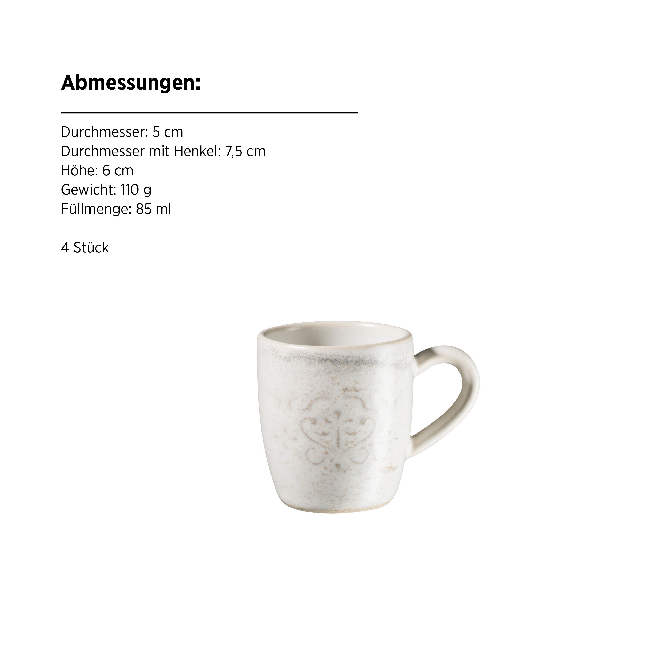 MÄSER Tasse Rubio, 8-tlg., Steinzeug