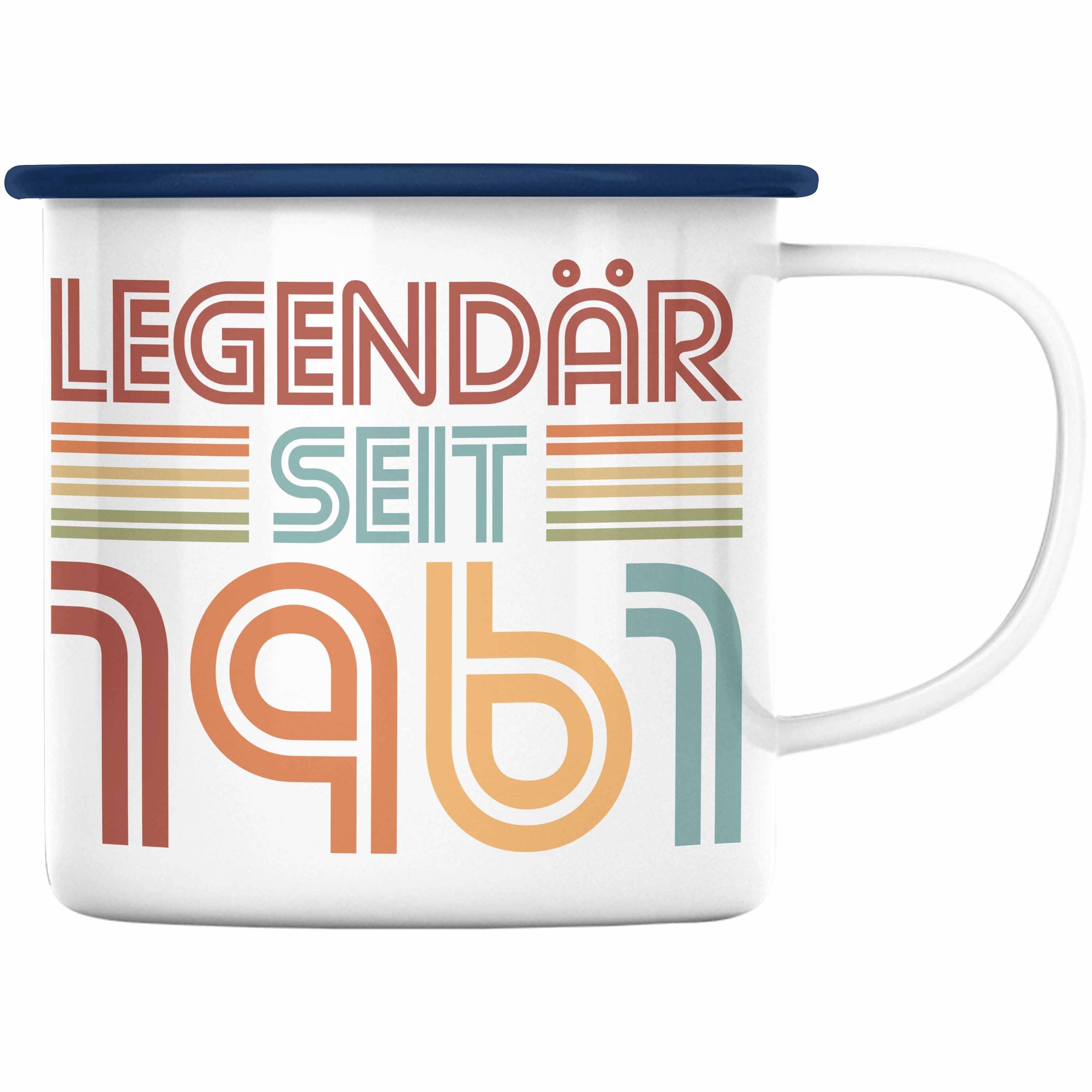 Trendation Tasse - Frau Lustig Frauen Blau Vater Thermotasse Deko Geburtstag Mann 60 60er Emaille Geschenkidee Männer Geschenk Mutter Geschenke Trendation 60.