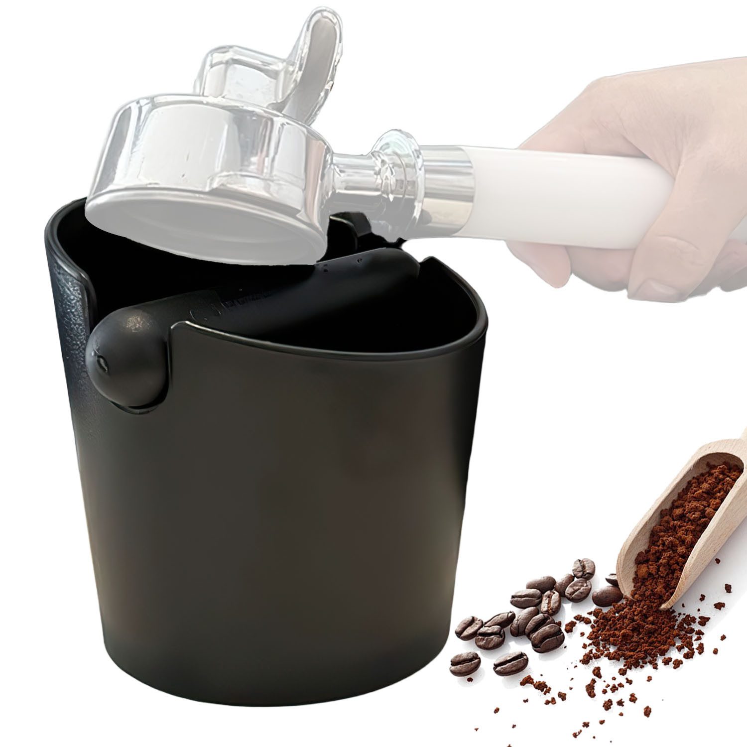SURFOU Tischrestebehälter Abklopfbehälter für Siebträger Kaffeesatz Espresso ABS Knock Box, für Kaffeesatz mit Abnehmbarer Geräuschabsorbierender Schlagstange