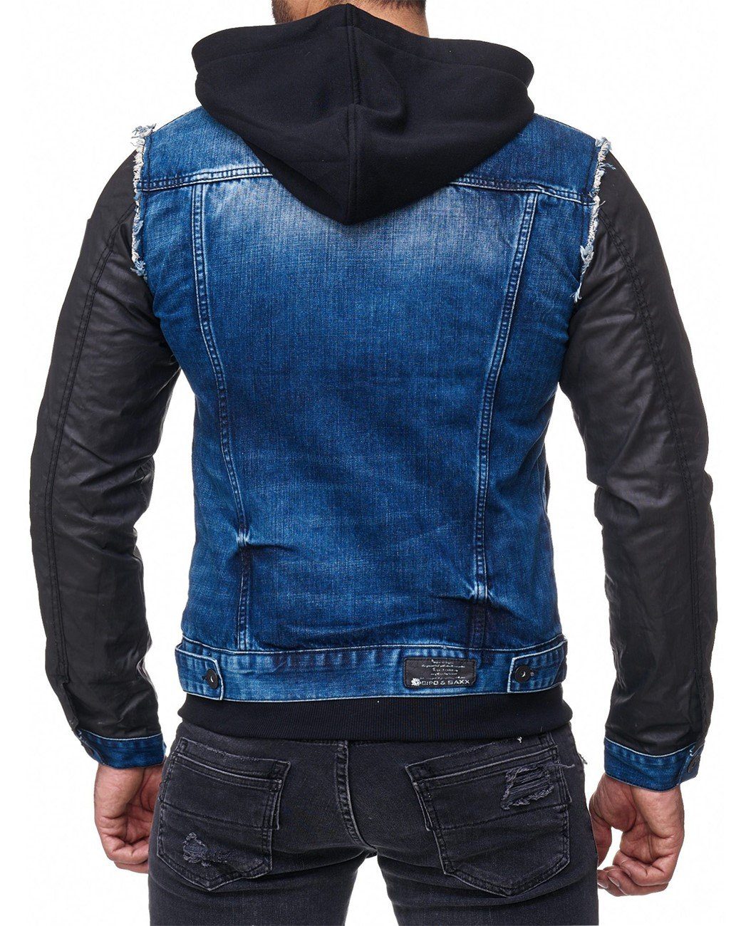 Cipo & Baxx Jeansjacke Kapuzen Denim Jacke BA-C-1290 mit Metall Patch am Ob günstig online kaufen