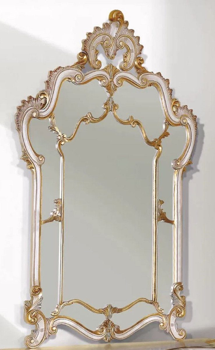 Casa Padrino Barockspiegel Luxus Barock Spiegel Weiß / Antik Gold - Prunkvoller Wandspiegel im Barockstil - Barock Wohnzimmer & Hotel Möbel - Luxus Qualität - Made in Italy