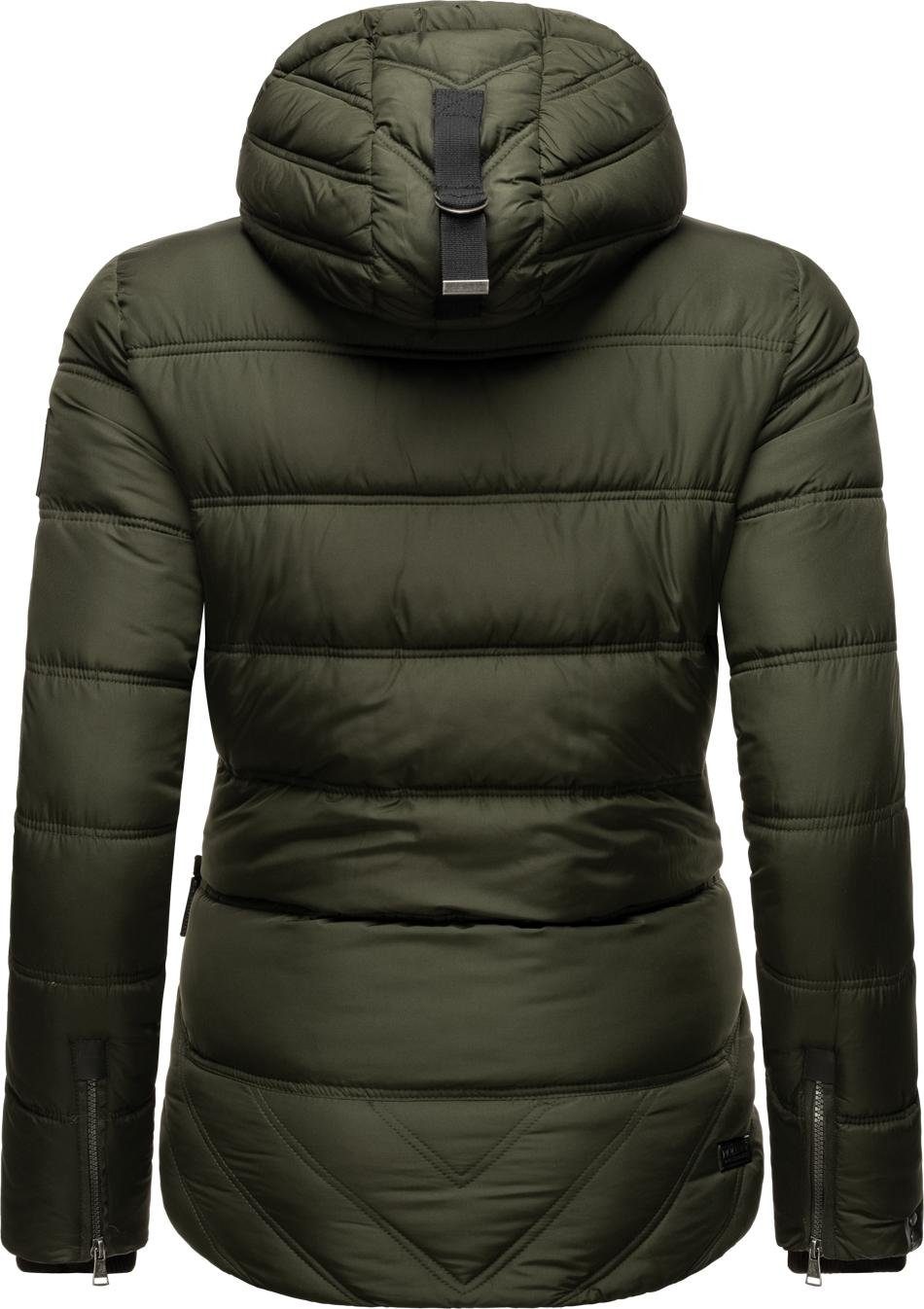 gesteppte Steppjacke Navahoo Kapuze warm olivgrün mit Renesmee Winterjacke