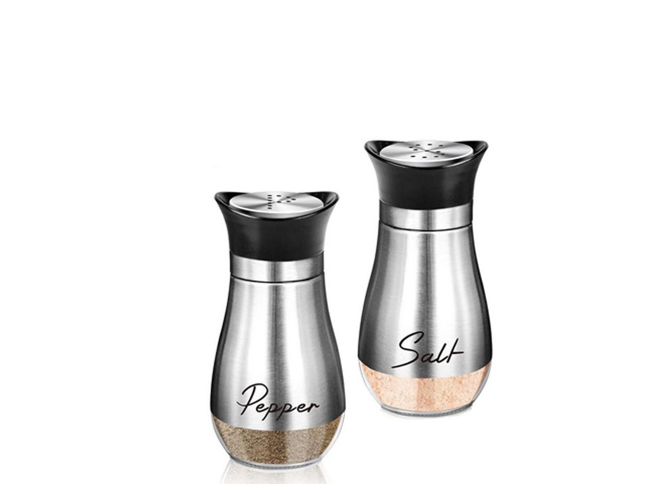 FELIXLEO Salz- / Pfefferstreuer Edelstahl Salz und Pfefferstreuer Set Glasflasche Gewürzspender, (1-tlg)
