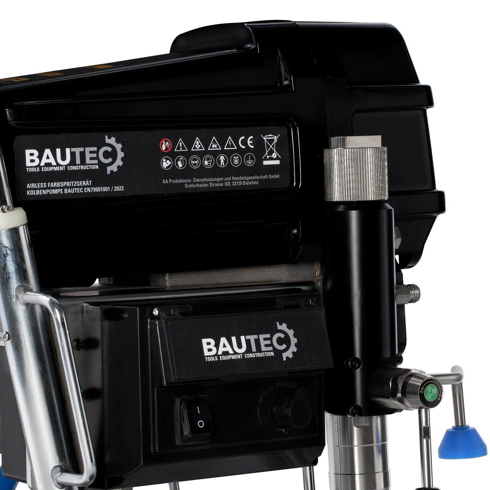 8,3 l/min., Farbsprühgerät Kolbenpumpe mit bis Farbspritzsystem » elekt. BAUTEC Airless (Komplett-Set) EN-79