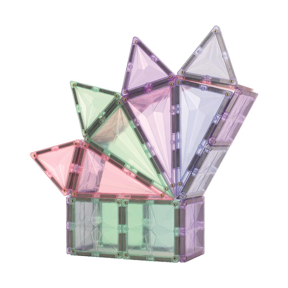 Cleverclixx Cleverclixx Geometrie-Bausatz in Pastellfarben 45 Teile Magnetspielbausteine, langlebiges Magnetspielzeug, robuste Bauweise, erweiterbare Sets
