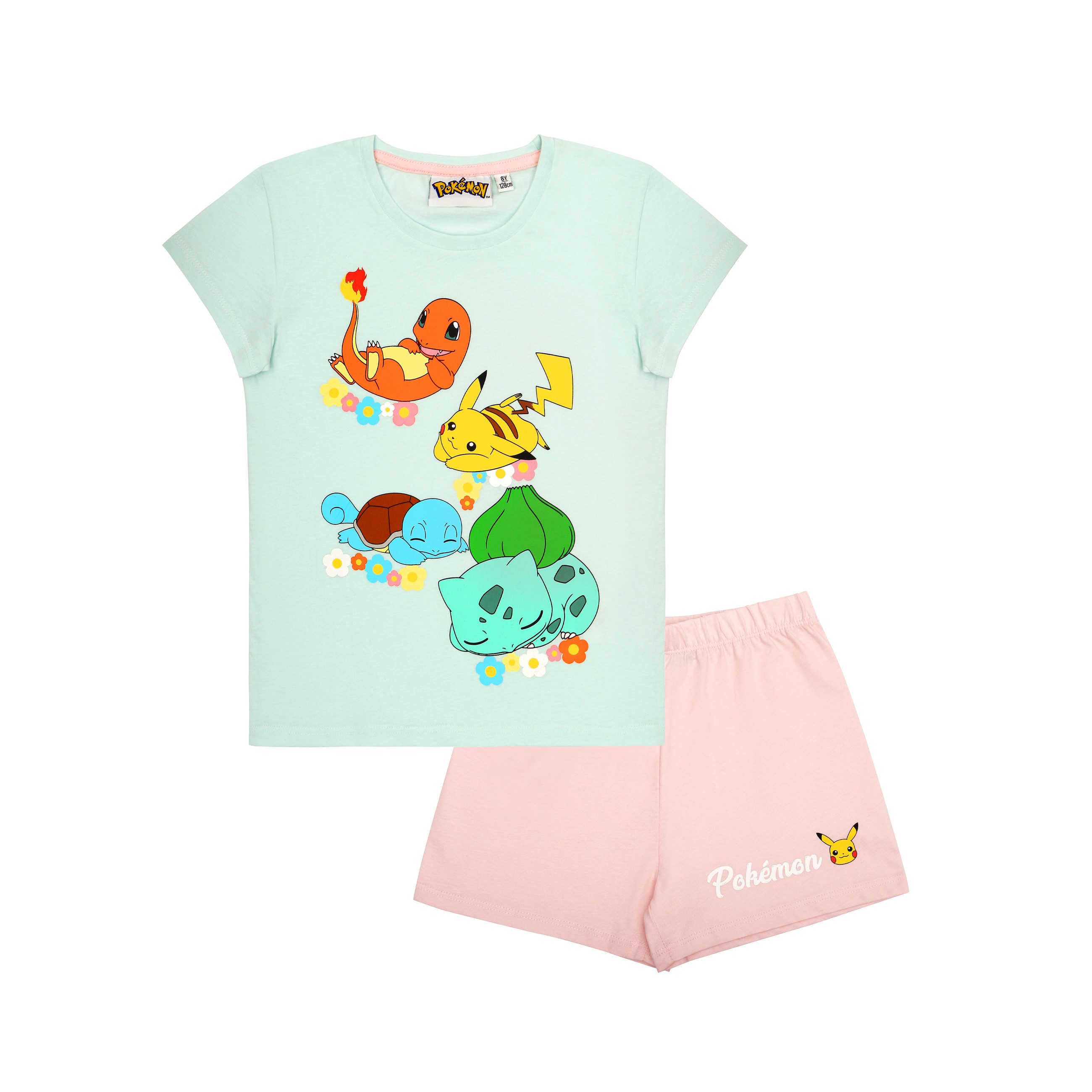 POKEMON JUEGO DE CARTAS Schlafanzug Pokemon Mädchen Pyjama kurzer Schlafanzug Pikachu