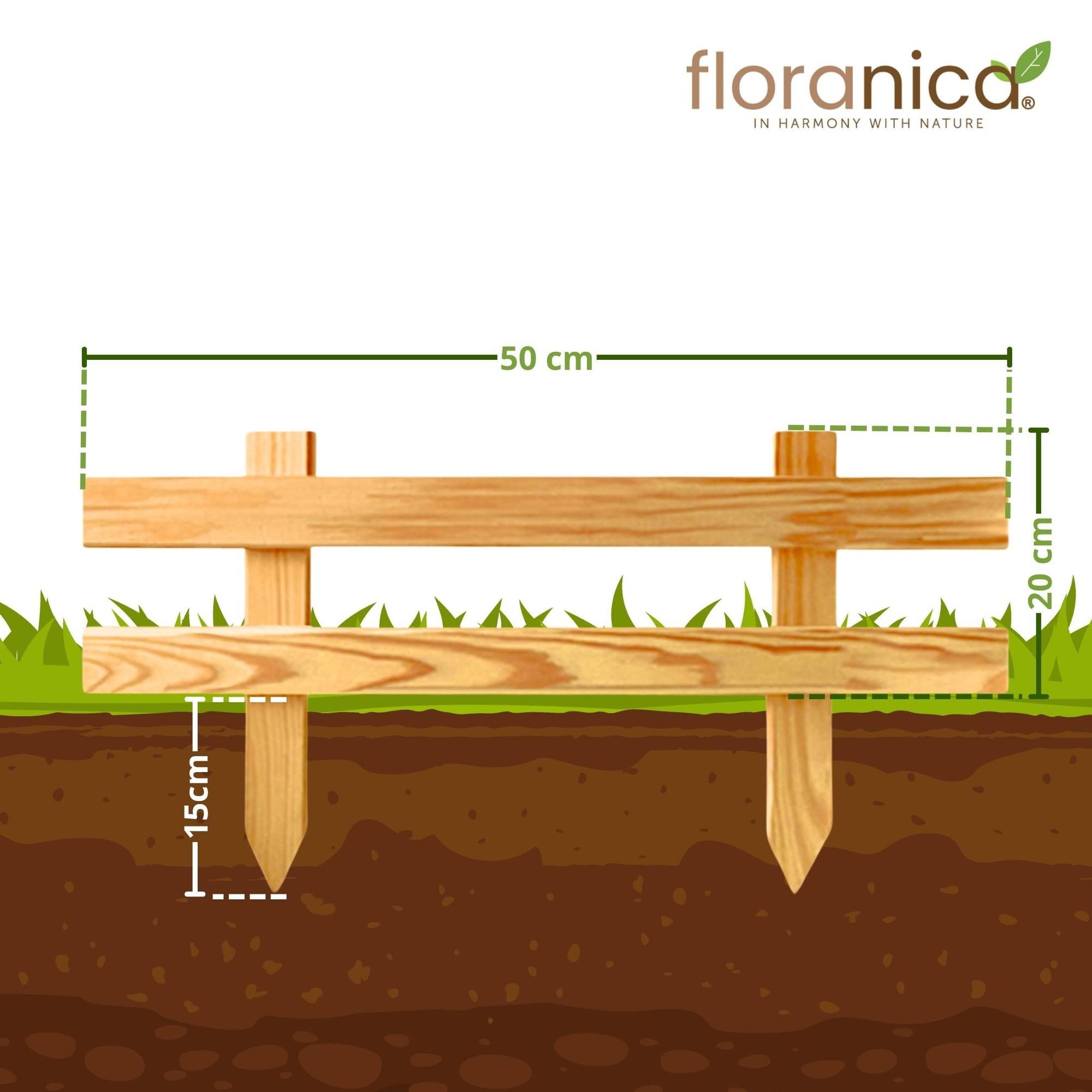 Thumbnail - Floranica Zierzaun Kleiner Gartenzaun Mini Steckzaun Zierzaun, (20 x 50 cm, 4-St., Natur), Vorgartenzaun Hofzaun Terrass...