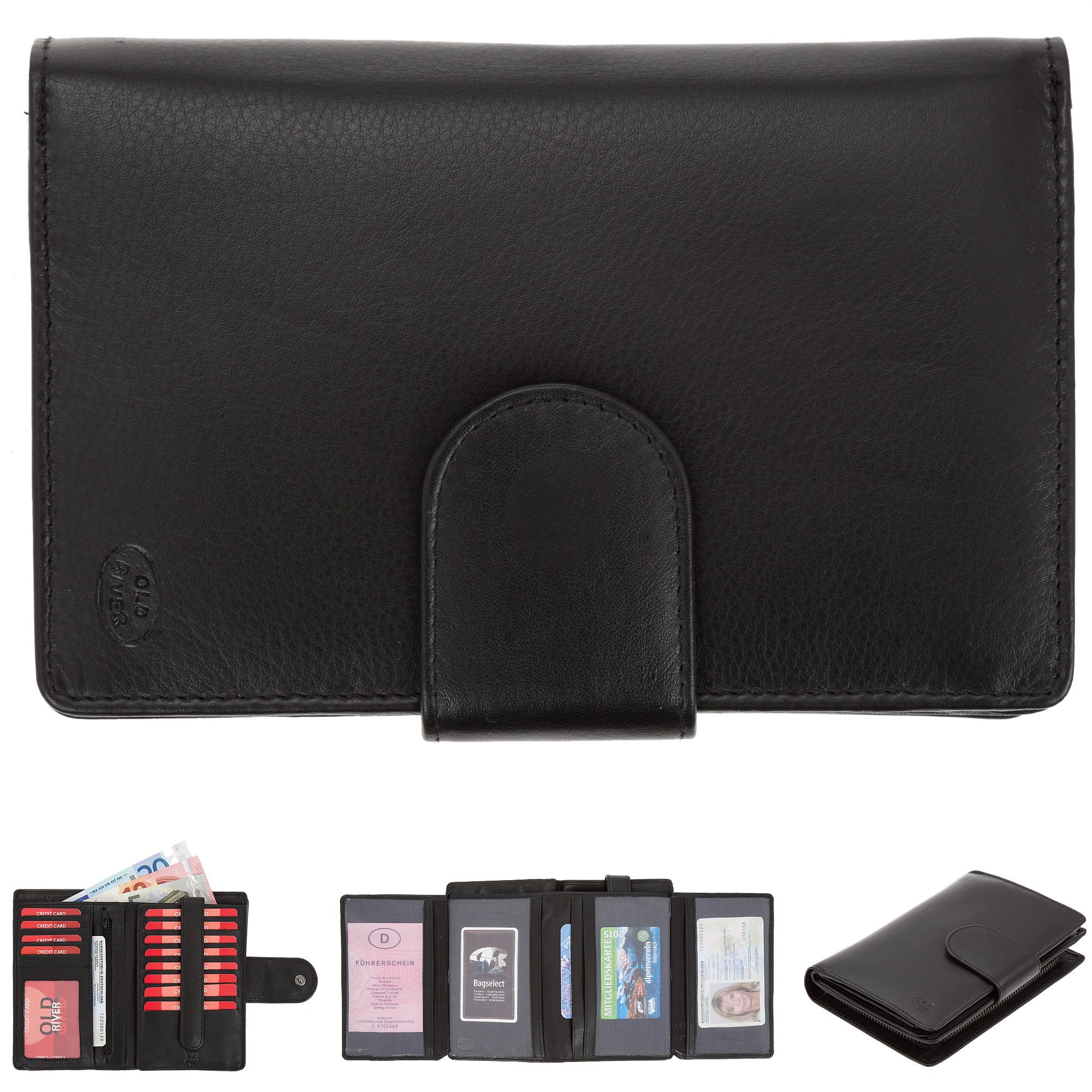 The Old River Geldbörse Damen Damengeldbörse Börse Portemonnaie Colori XL, Geldbeutel Leder Wallet groß + Schlüsselmäppchen