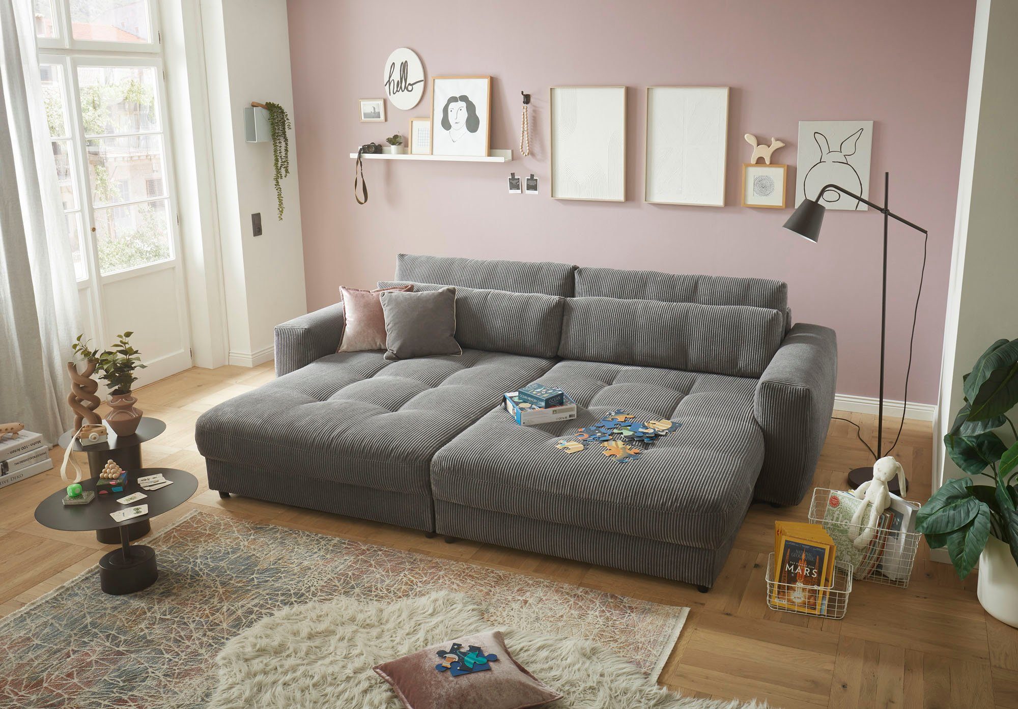 Rücken- (2-St), Loveseat DESIGN Nierenkissen und Raum inkl. dunkelgrau frei stellbar, 2 ED im 2 EXCITING Barura