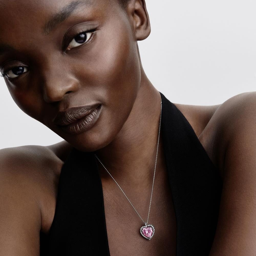 Pandora Kette mit Anhänger PANDORA Timeless Herzkette für Damen Sterlingsilber, Zirkonia