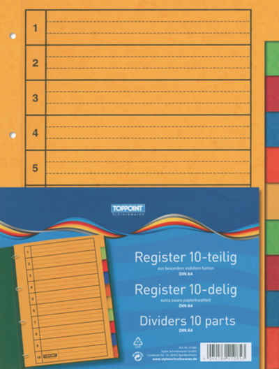 Stylex Schreibwaren Aktenordner 5 (5x 10tlg) Ordner Register 10tlg 1-10 besonders stabiler Karton